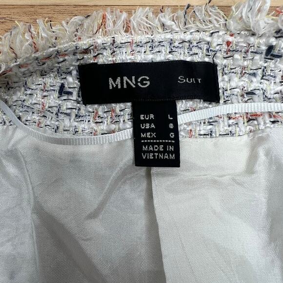 MNG by Mango Women's Tweed Speckled Blazer Coat Jacket Size 8 Asymmetrical Zip - Picture 9 of 12